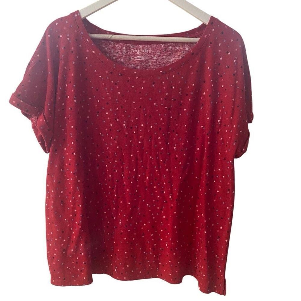 Talbots large stars short sleeve cuffed linen